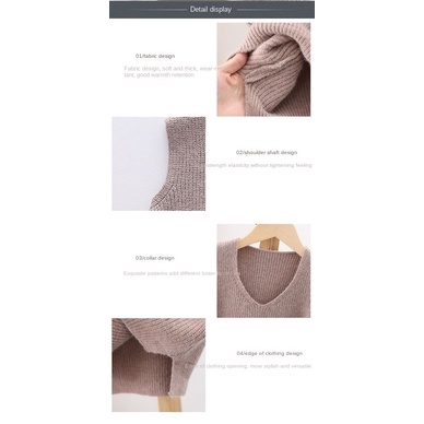 Áo len không tay cổ chữ V đơn giản cho bé