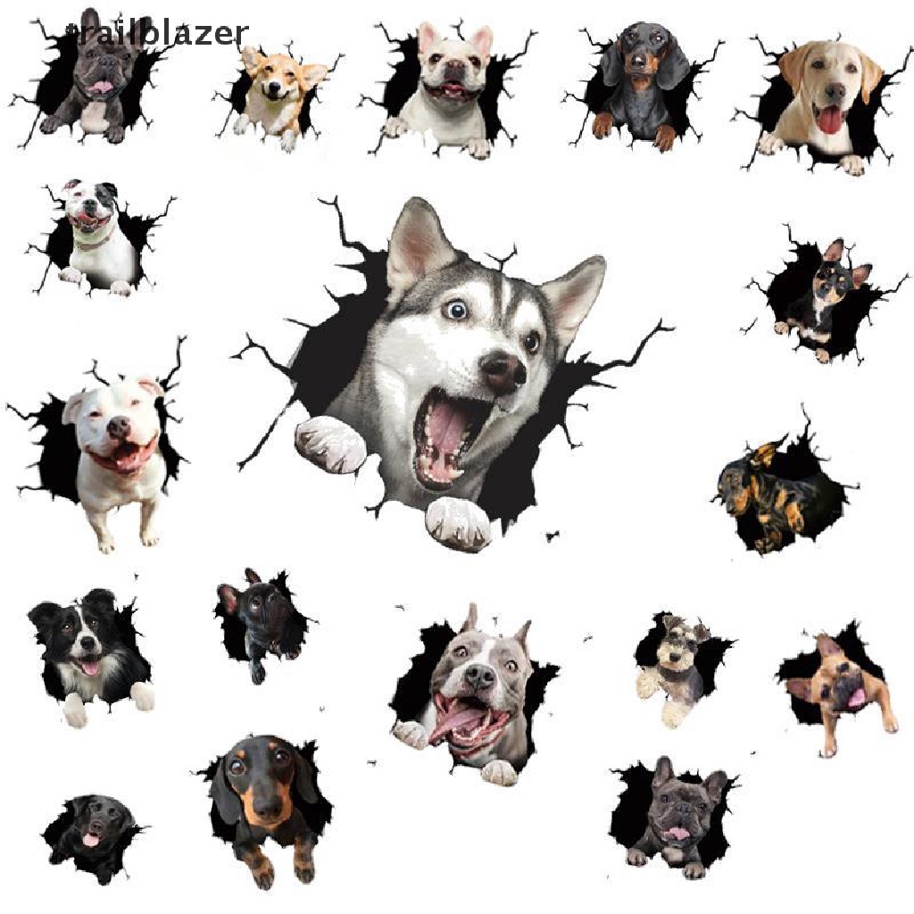 Miếng Dán 3D Tĩnh Điện Trang Trí Xe Hơi Hình Chú Chó trailblazer