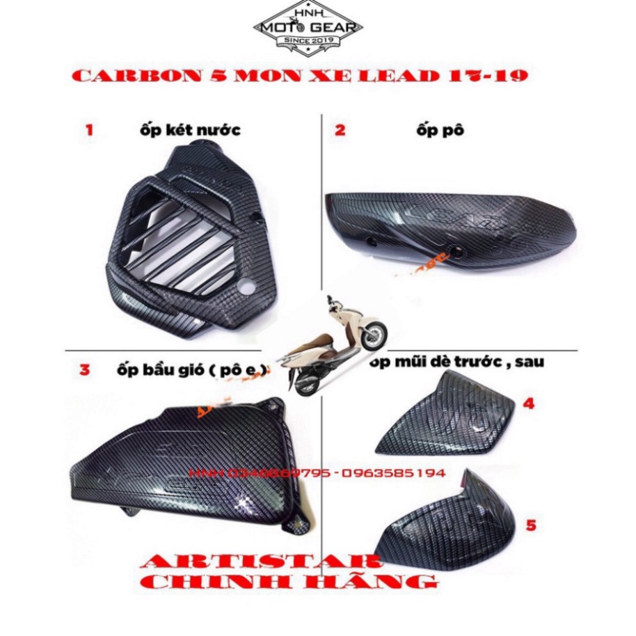 Ốp Carbon Cho Honda Lead 2017 - 2019 Bộ 5 Món