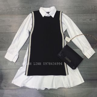 Set váy gile chạy viền nhũ