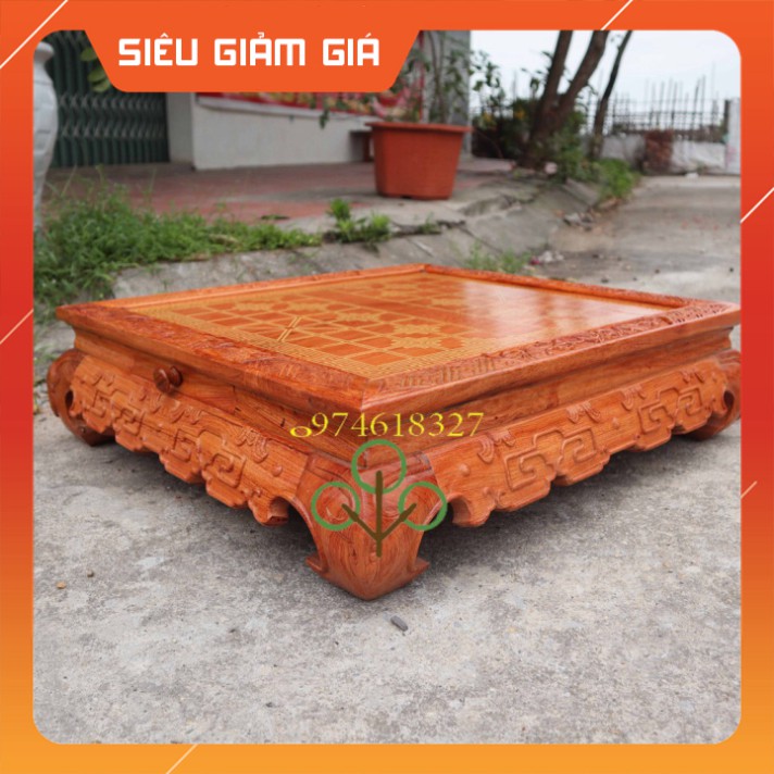 Bàn cờ tướng chân triện gấm mặt kẻ đá 60x58x18