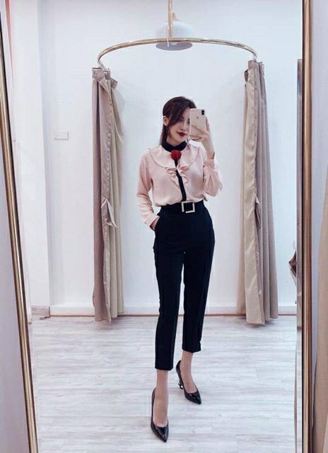 Quần baggy đai khuyết,quần tây nữ công sở