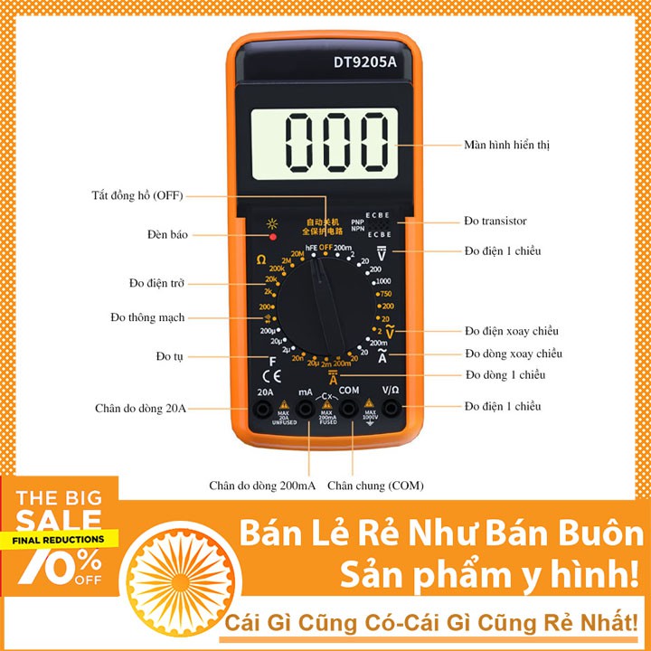 Đồng Hồ Đo Điện Vạn Năng DT9205A