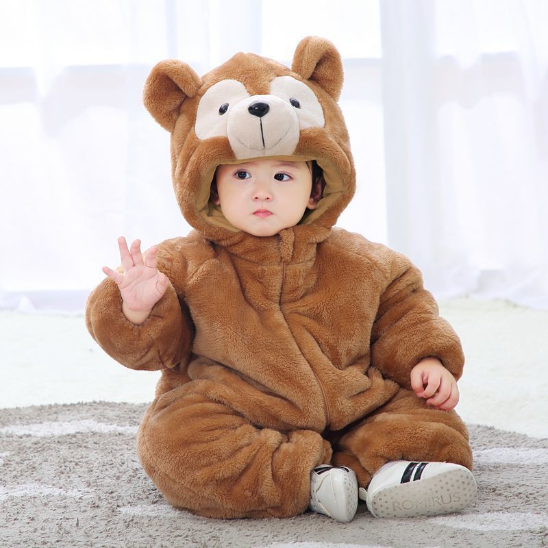 Bộ Áo Liền Quần Dày Dặn Thời Trang Thu Đông Cho Bé Trai 6-9 Tháng Tuổi