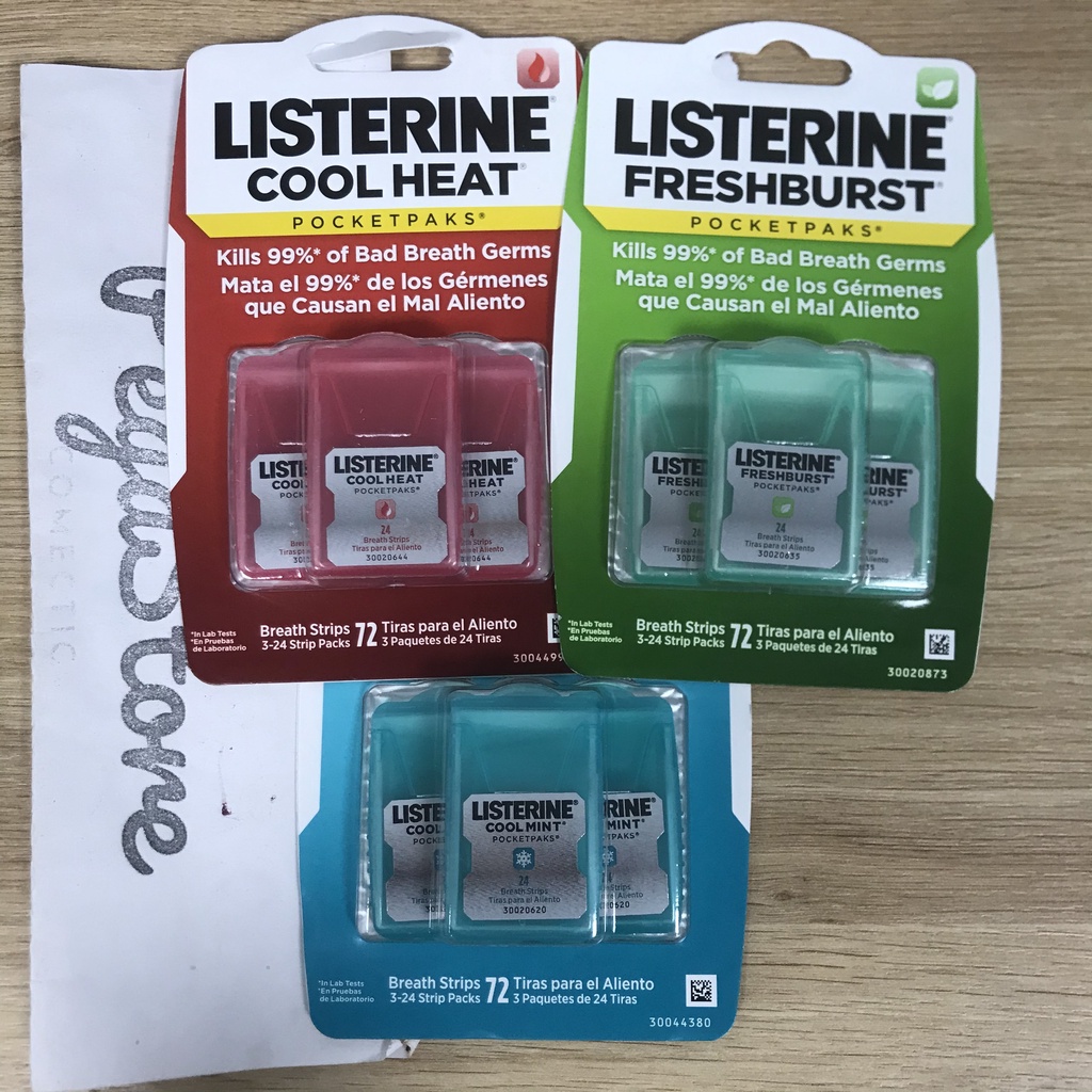 Miếng Ngậm Thơm Miệng LISTERINE Vỉ ngậm thơm miệng Cool Mint /keo lá thơm miệng Cool Heat/Freshburs /Xịt thơm miệng
