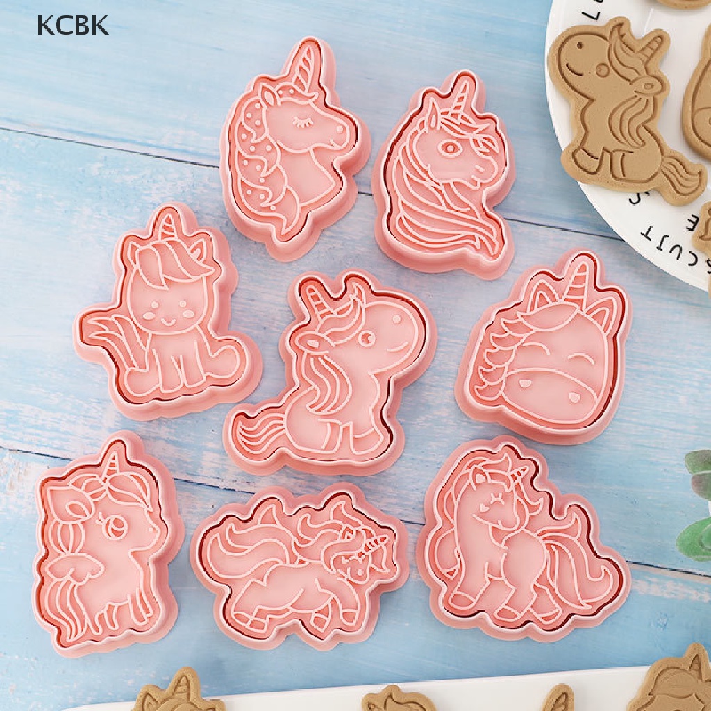 Bộ 8 Khuôn Làm Bánh Hình Kỳ Lân Hoạt Hình 3D Bằng Nhựa