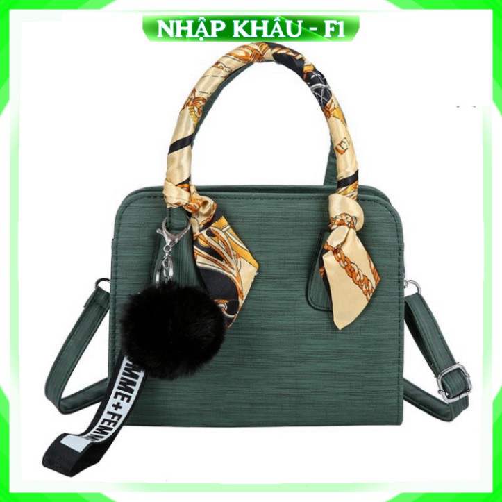 [Cao Cấp - Freeship]  Túi xách Túi đeo chéo nữ 😍 TẶNG KÈM KHĂN LỤA da vân màu xanh Cao cấp công sở đi làm dự tiệc