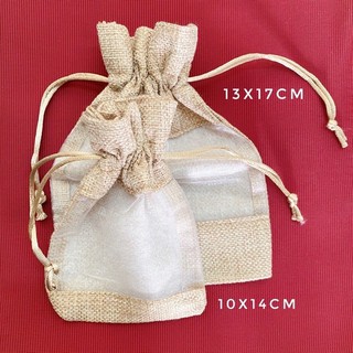 Túi vải bố dây rút có cửa sổ/túi đựng cà phê,hoa khô, túi trang trí tiệc cưới