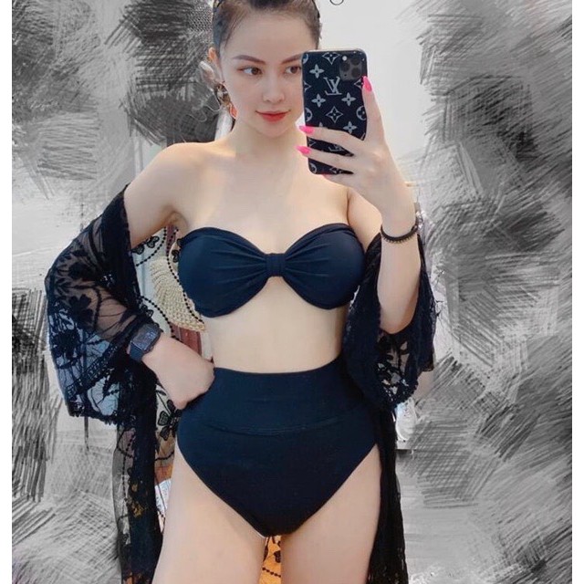 Bikini 2 Mảnh Đi Biển Nơ Cúp Ngực Nhiều Màu, Set Đồ Bơi Nữ Áo Quây Kèm Quần Lưng Cao [Ảnh Chụp Thật]  - OS051