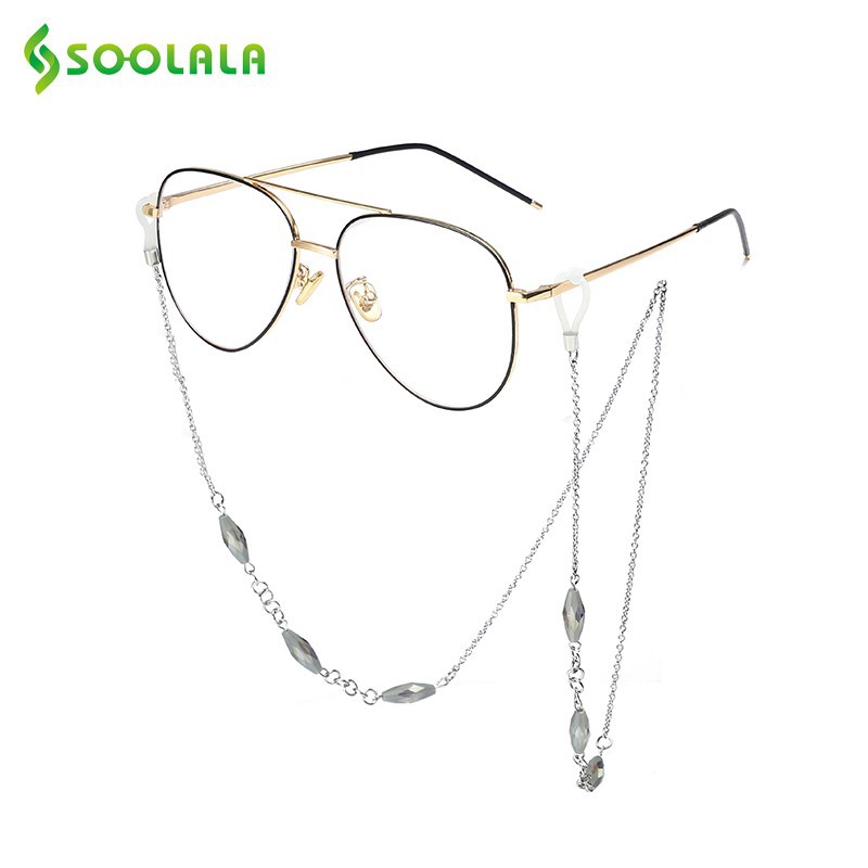 Dây Xích Gắn Mắt Kính SOOLALA Bằng Chất Liệu Kim Loại Xâu Hạt Pha Lê Dành Cho Nam Và Nữ