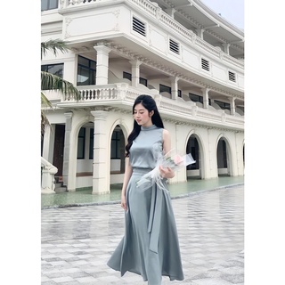 Set váy lụa satin cổ yếm tiểu thư NANSTUDIOS - MARINA SET