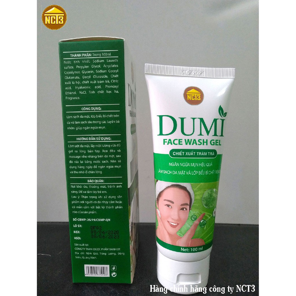 Sữa Rửa Mặt Thảo Dược DUMI Dạng Gel ( 100ml ) ( Hàng chính hãng công ty NCT3 )