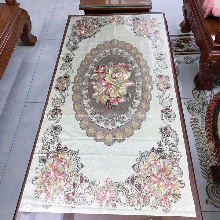 Khăn trải bàn rộng 60cm dài 120cm hoa văn nổi 3D sang trọng