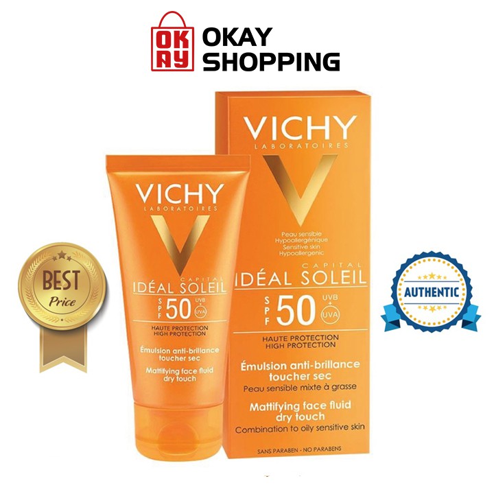 Kem chống nắng dưỡng da cho da dầu, không nhờn rít SPF 50 PA+++ Vichy Ideal Soleil 50ml | BigBuy360 - bigbuy360.vn