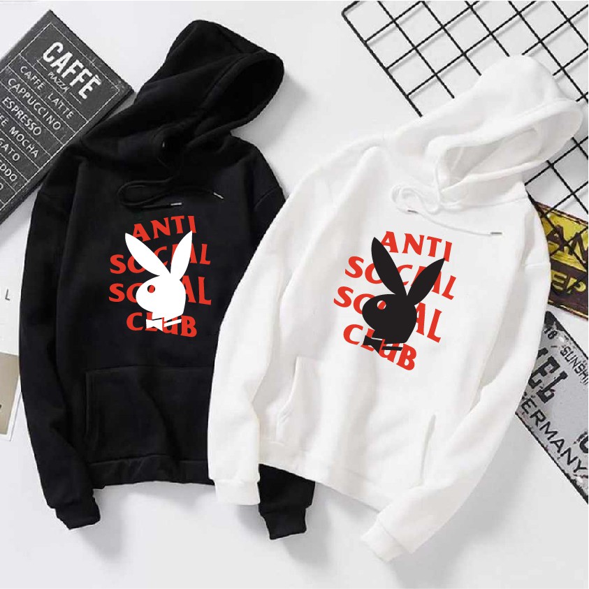 [Ấm như ôm gấu] Áo nỉ Hoodie thu đông  @nti soci@al form suông rộng unisex cho nam nữ, chất vải nỉ bông, có mũ trùm đầu