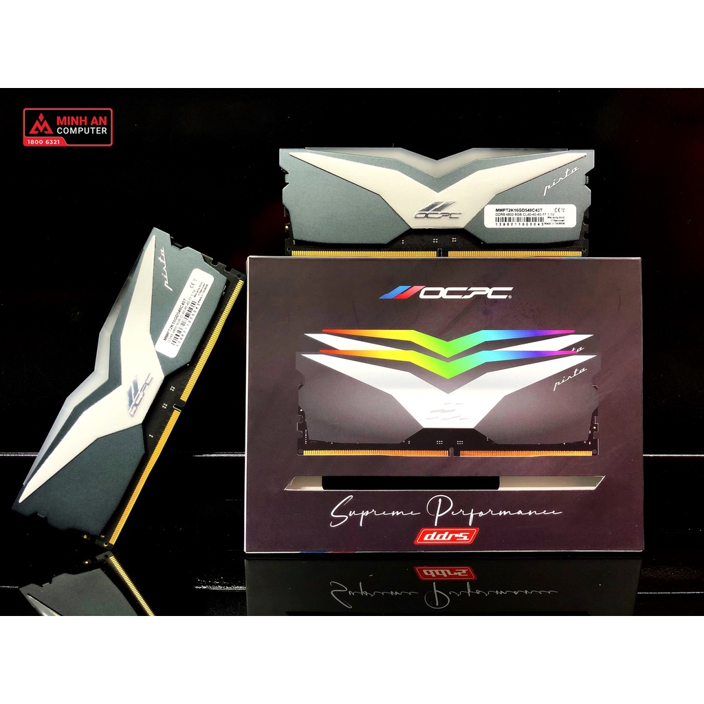 RAM Desktop OCPC Pista RGB 16GB (2x8GB) DDR5 4800MHz