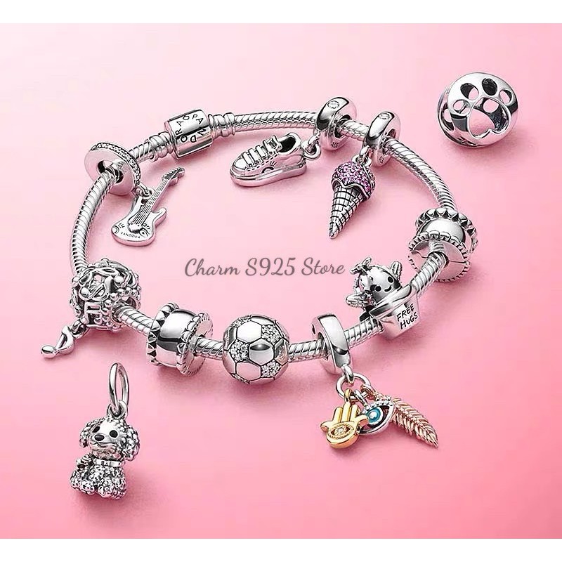 charm pan treo mắt phối 3 màu bạc s925 cao cấp