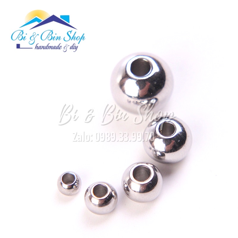 20 Viên Charm Tròn Trơn Bằng Inox Làm Trang Sức Thủ Công, Phụ Kiện Handmade
