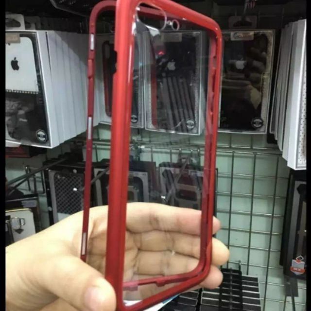 Ốp lưng hít nam châm iphone 6 Plus/ 6S plus lưng kính trong hiệu Shengo - Bảo vệ máy 360*
