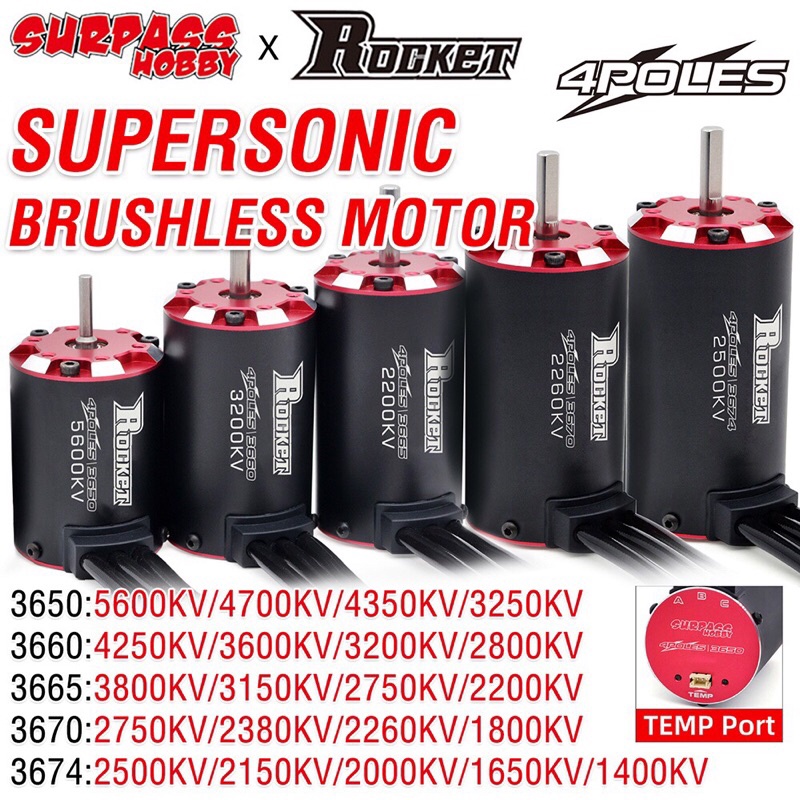 Motor không chổi than Rocket V2 3665 1/10 chất lượng cao