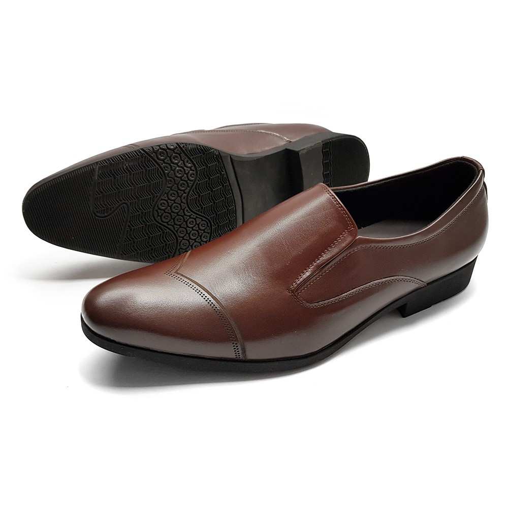 Giày lười nam mũi nhọn da bò thật CS08