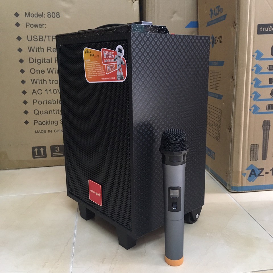 Loa kéo karaoke mini hát cực hay giá rẻ Temeisheng A8-2T, thùng gỗ tăng kèm 1 micro không dây âm thanh cưc hay