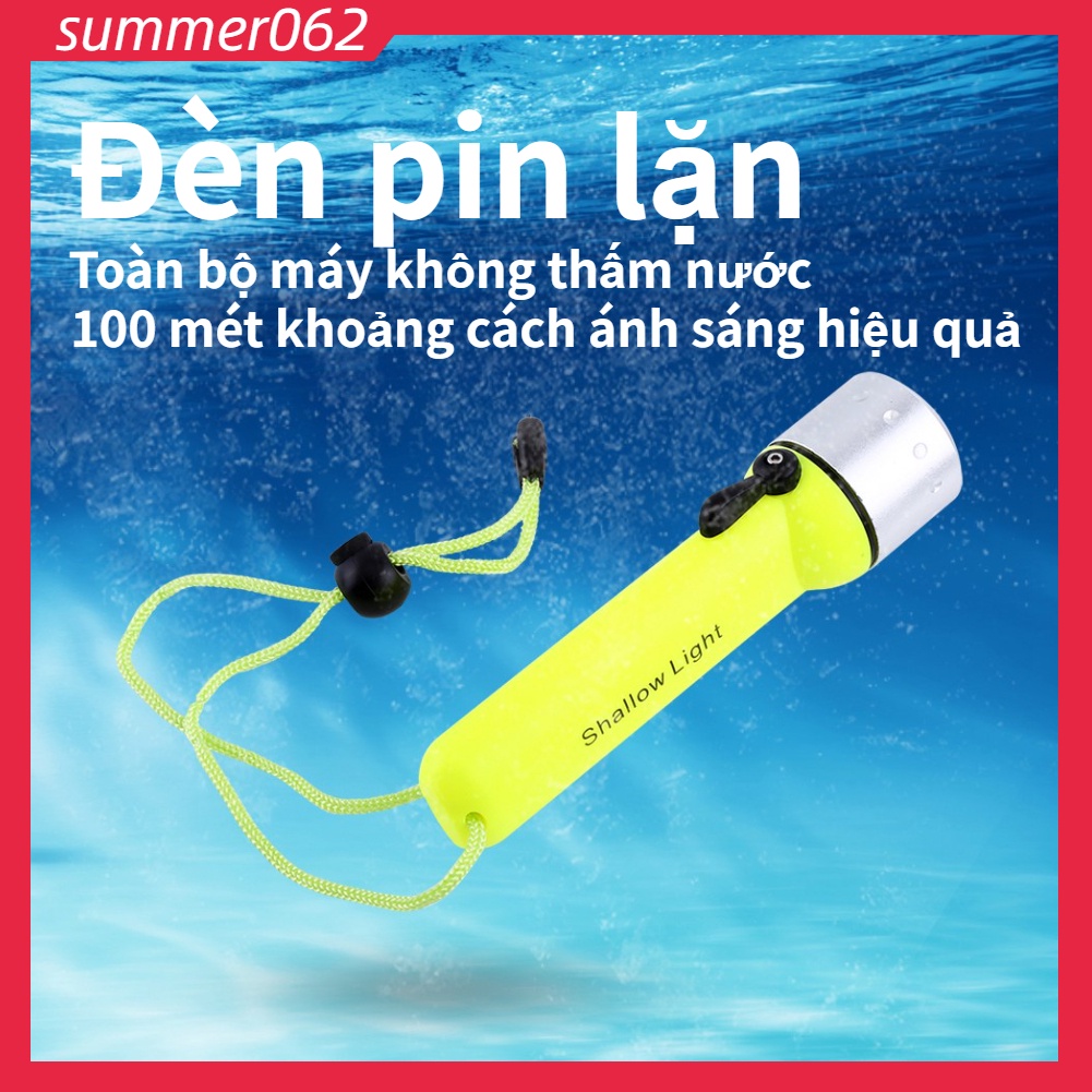 [Hàng Sẵn] Đèn pin lặn chống thấm nước LED 180LM huỳnh quang màu xanh lá cây dưới có dây đeo tay【Summer062】