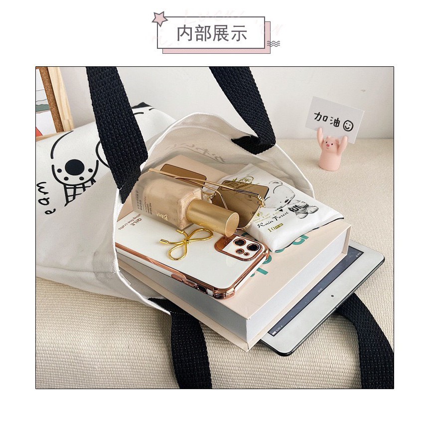 Túi Tote vải canvas hot trend hình Gấu siêu xinh T2GDT