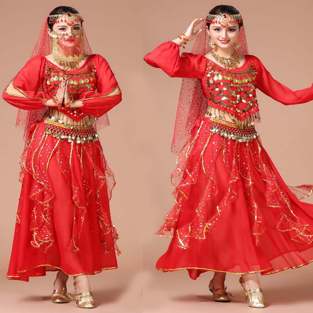 Váy Múa Bụng Đính Kim Sa Lấp Lánh Thời Trang Cho Nữ