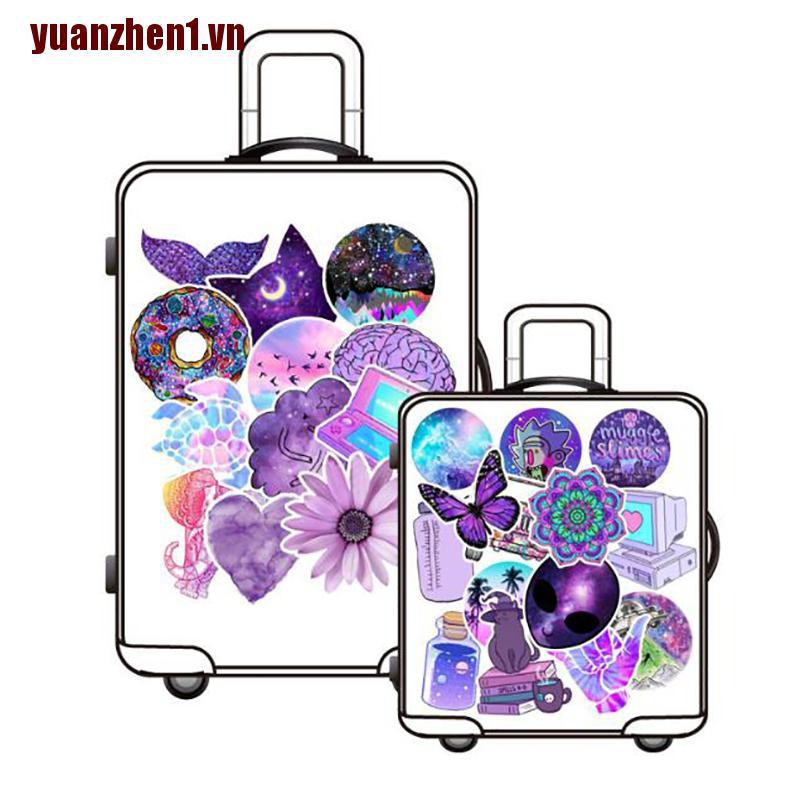 [YUANZHEN1] 50 Miếng Dán Graffiti Màu Tím Chống Nước Trang Trí Laptop Hành Lý Ván Trượt