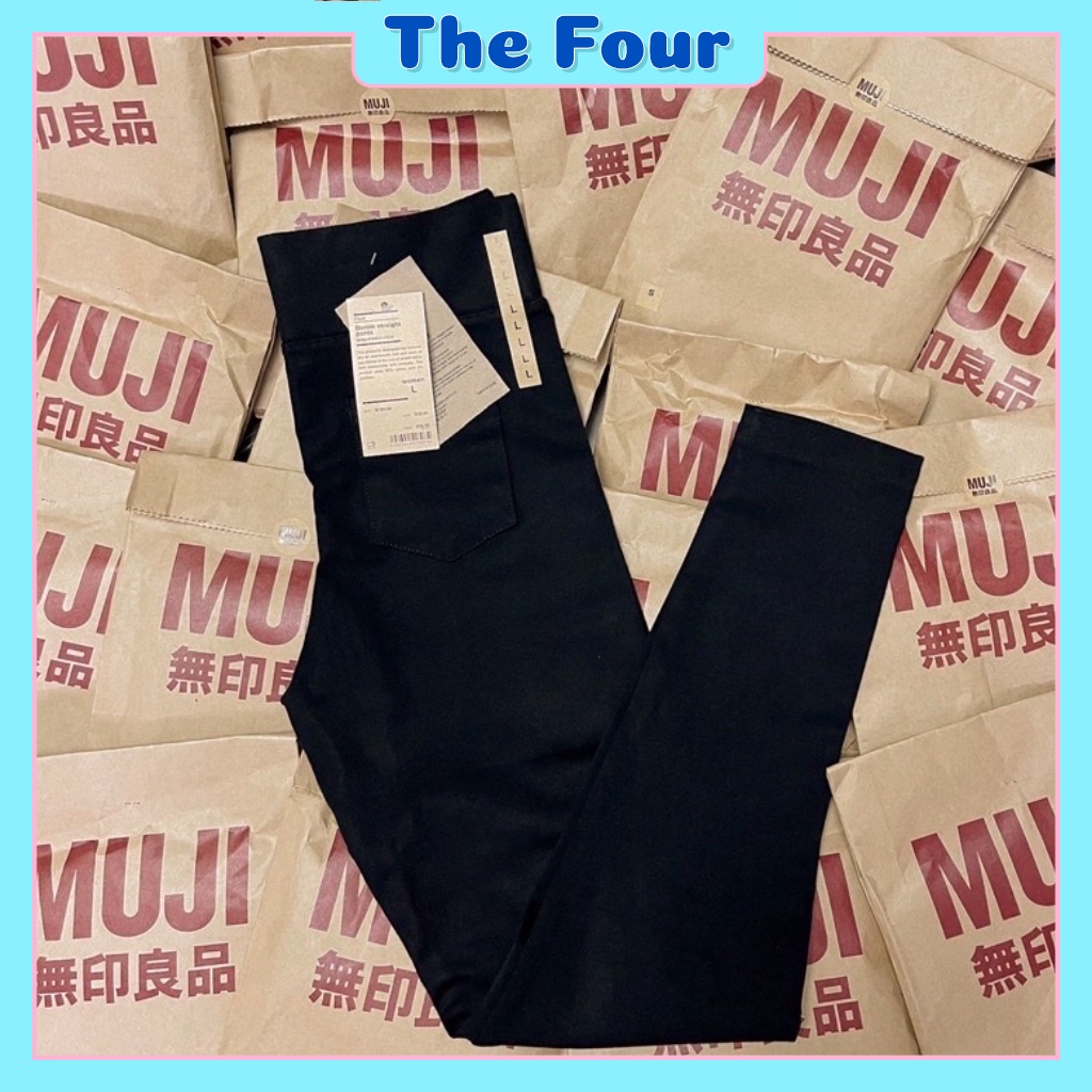 Quần legging nữ đen cạp cao gen bụng chất dày full túi giấy Muji combo quà tặng kẹo