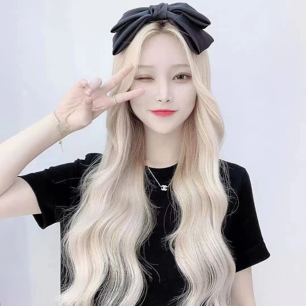 Bộ tóc giả xoăn dài màu vàng sáng dành cho nữ