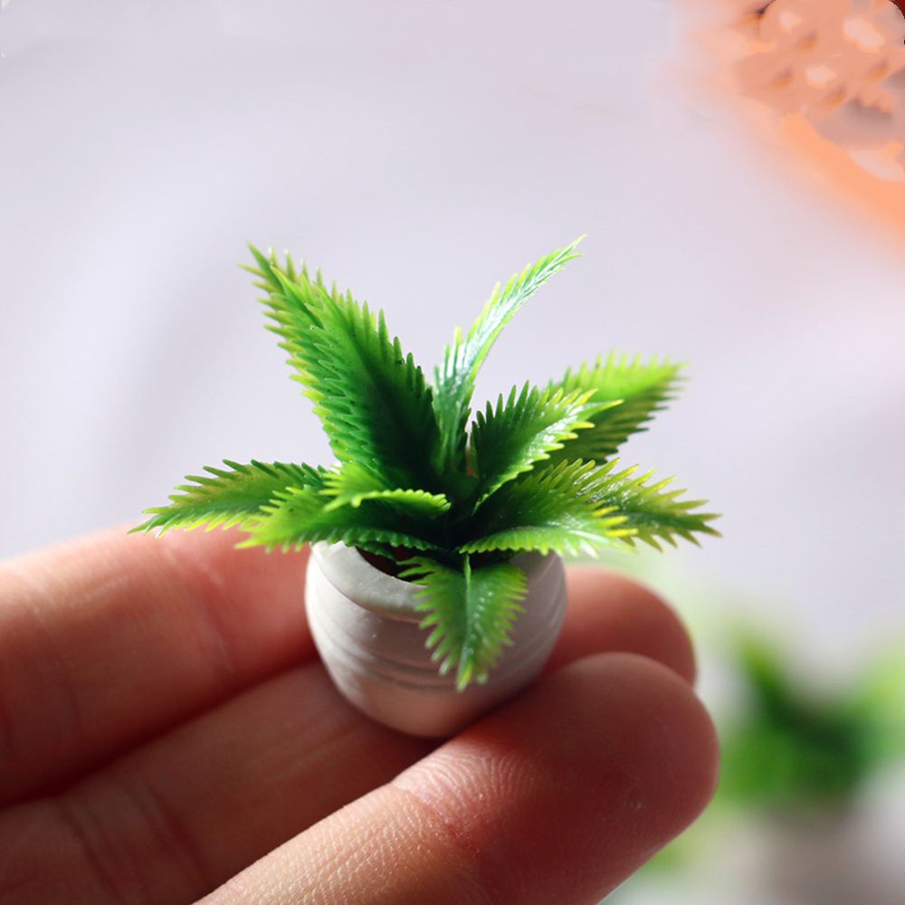 Chậu Cây Giả Mini Màu Xanh Lá Chất Lượng Cao Trang Trí Nội Thất Nhà Búp Bê