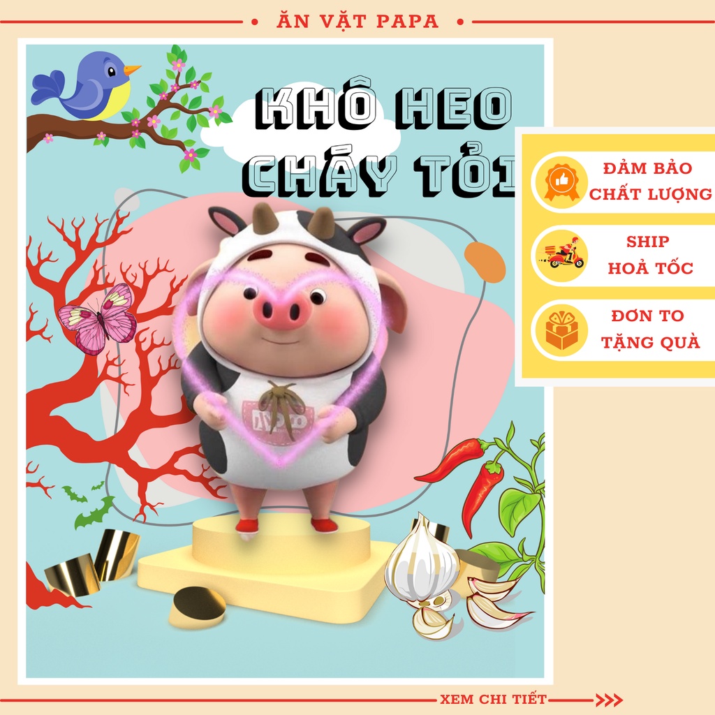 Khô heo cháy bơ tỏi PaPa 300gr cay vừa, đồ ăn vặt Hà Nội