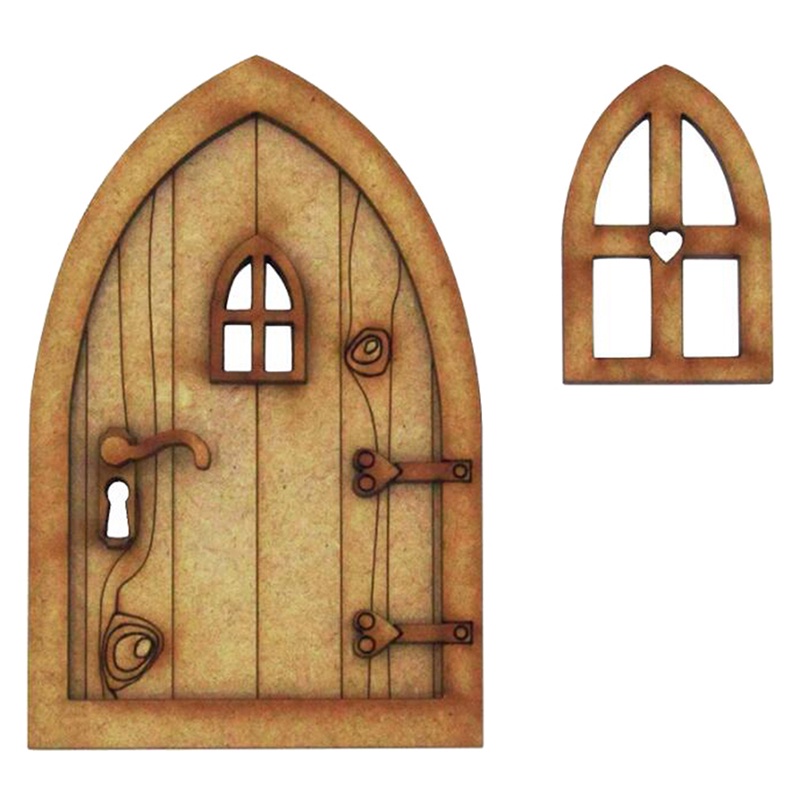[shafineVN]DIY Wooden Fairy Door Craft Kit Christmas Door Decoration Dollhouse Accessories