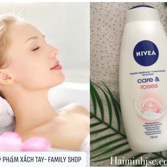 Sữa Tắm Dưỡng Thể Trắng Da Hoa Hồng Nivea Caring Bath Cream Rose 750ml Ouibeaute