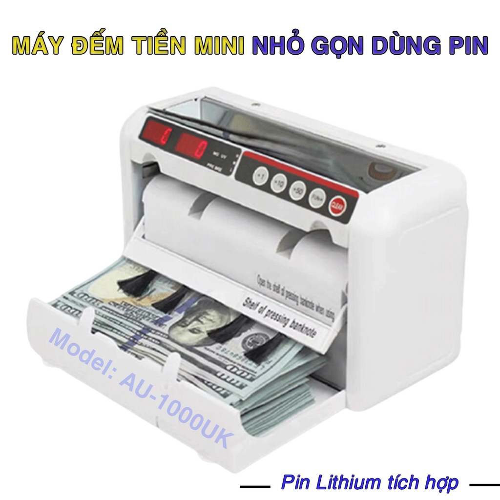 Máy đếm tiền mini dùng Pin AU-1000UK cao cấp, dễ dàng mang đi giao dịch - Quick5s MDT
