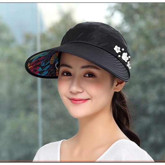 Mũ đính đá chống nắng thời trang, mũ rộng vành đính ngọc chống nắng thích hợp đi biển.