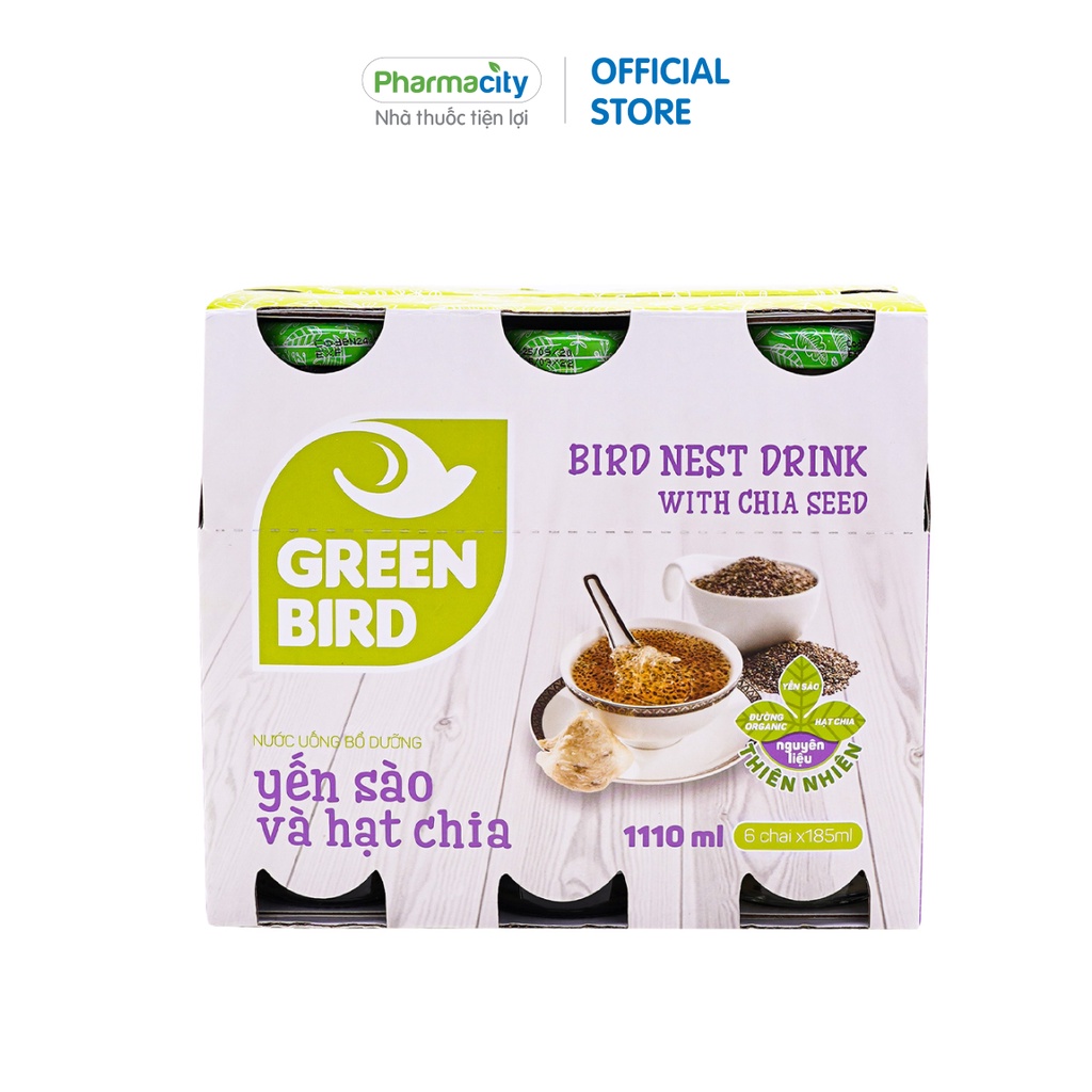 Nước Nutriest yến sào và hạt chia Greenbird (Lốc 6 chai)