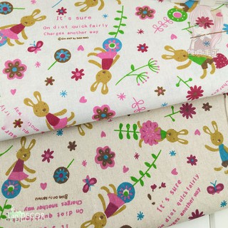 Landecor - Vải họa tiết hoa và thỏ - TB460 ( khổ vải 1m5)