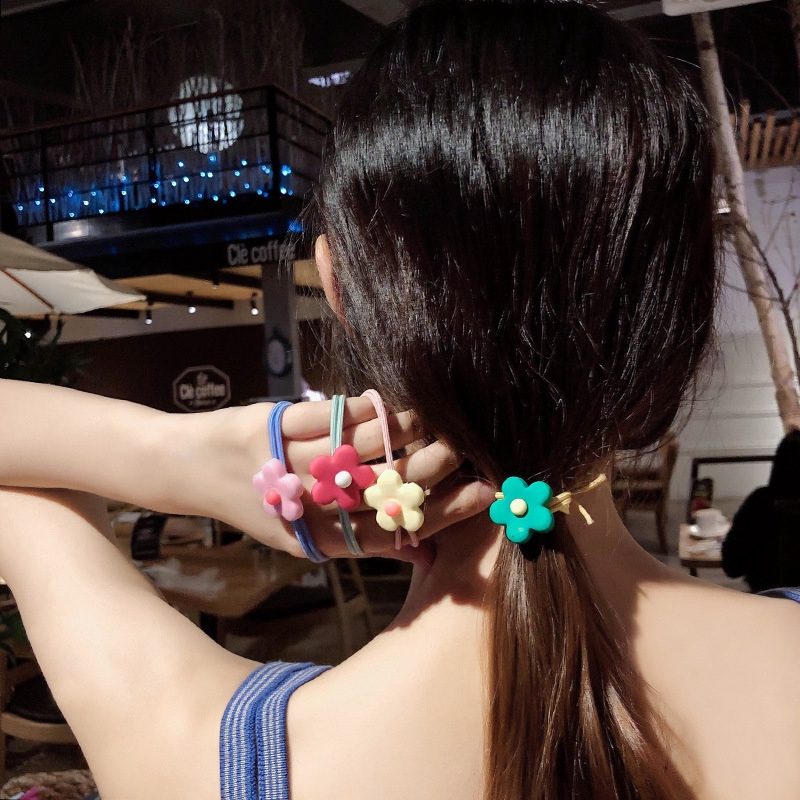 Dây buộc tóc đính hoa kiểu dáng đáng yêu cho nữ