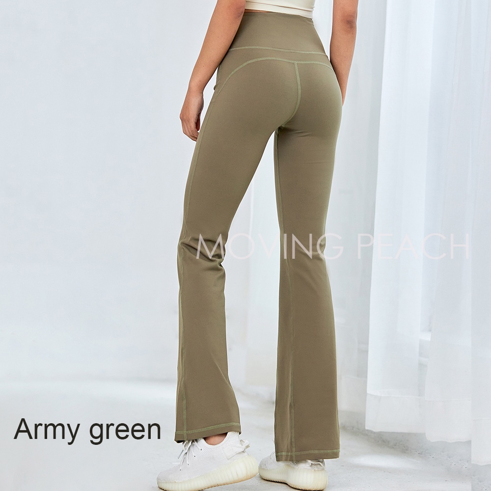 MOVING PEACH Women Yoga Trouser Breathable Dance Training Bell-bottoms CLK