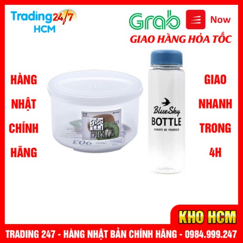 [Hỏa tốc HCM] Bình uống nước có nắp đậy 500ml (nắp xanh, nâu) và Hộp nhựa đựng thực phẩm 830ml loại tròn có nắp