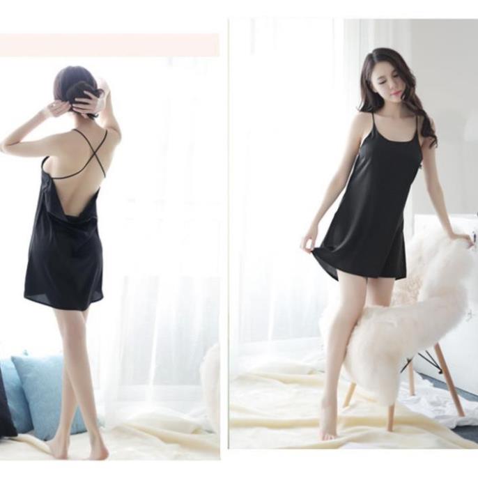Đầm ngủ phi lụa hai dây cao cấp (Kèm video ảnh thật) Ly Ly Shop ST