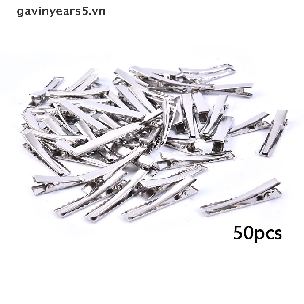 Set 50 Kẹp Tóc Cá Sấu Bằng Kim Loại Có Răng Kẹp DIY
