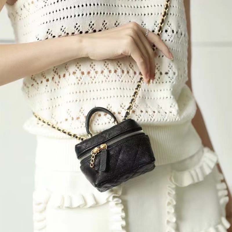 Túi Mini JASMIN NOIR Họa Tiết Caro Phối Dây Xích Sang Trọng Độc Đáo Cho Nữ