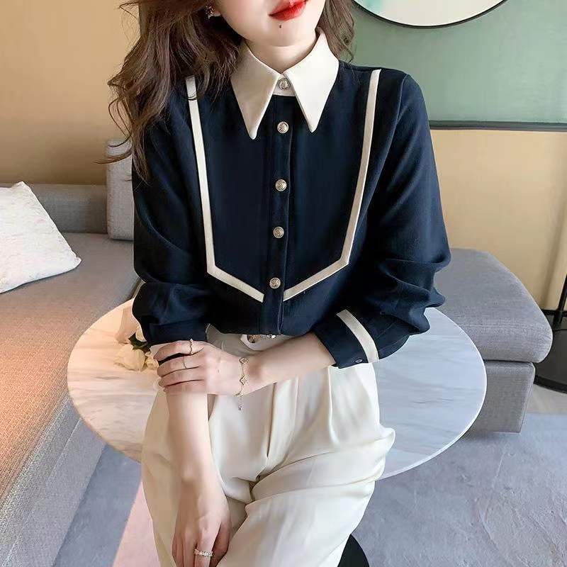 Áo Sơ Mi Nữ Dài Tay Cổ Bẻ Form Dài Rộng Thời Trang Hàn