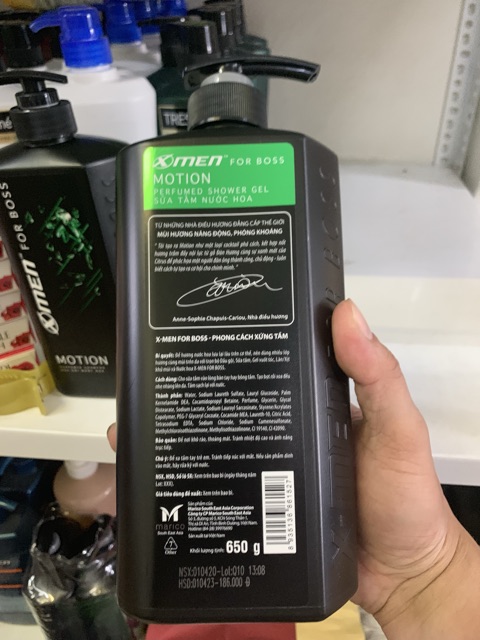 Combo Tắm + Dầu gội nước hoa X-men Boss Motion chai 650g