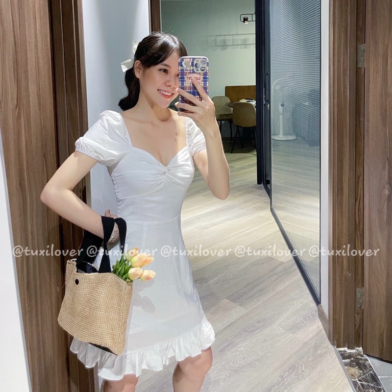 Đầm xoè tay phồng màu trắng Tuxilover - Hana dress | BigBuy360 - bigbuy360.vn