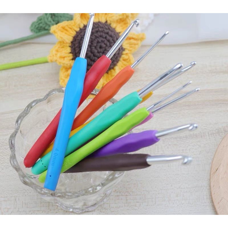Bộ 9 Kim Móc Bằng Nhôm Mềm Chống Trượt Tiện Dụng Cho Đan Móc DIY